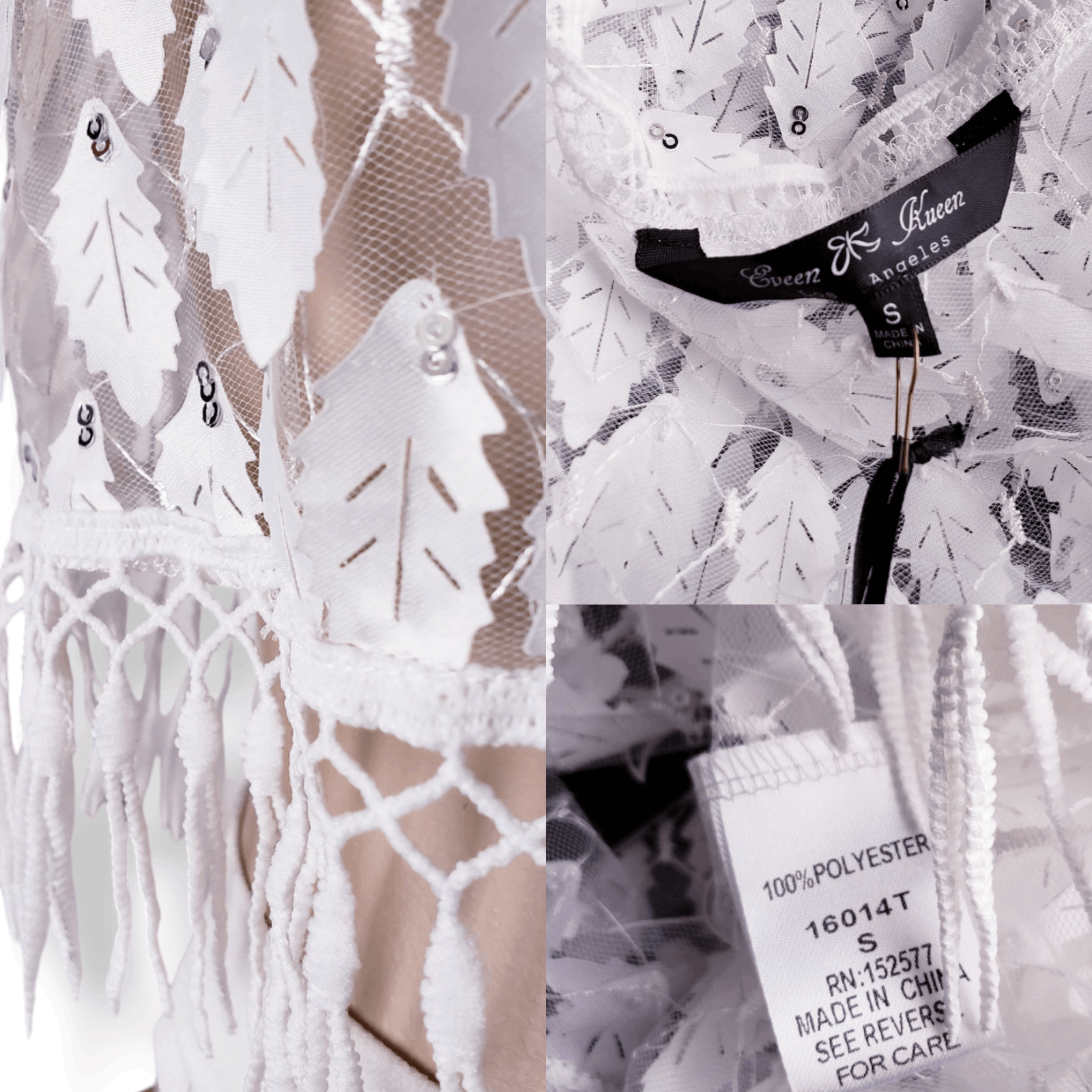 Other White Lasercut Feathers & Fringe Crop Top by Eveen Kueen Size M / US 6-8 / IT 42-44 - 6 Thumbnail