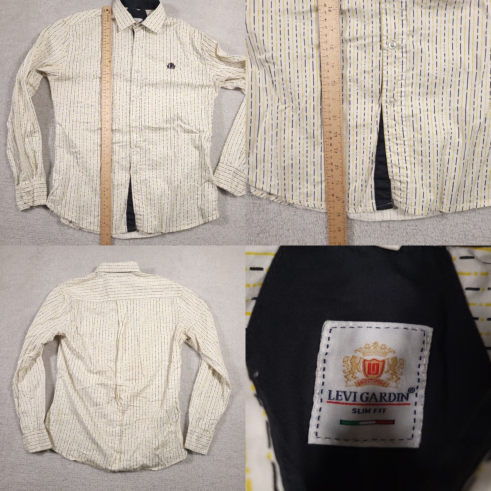 Vintage VINTAGE Levi Gardin Button Down Shirt Men Large Yellow Black Vertical Stripe Long Sleeve Size US L / EU 52-54 / 3 - 8 Thumbnail