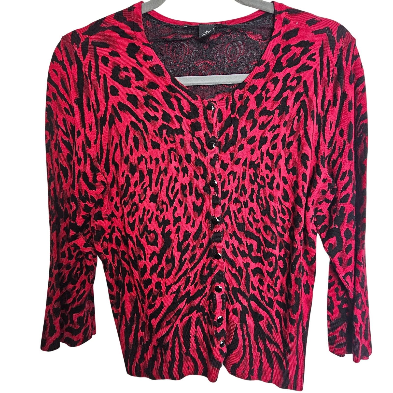 White House Black Market White House Black Market Animal Leopard Print Cardigan Sz L Size L / US 10 / IT 46 - 1 Thumbnail