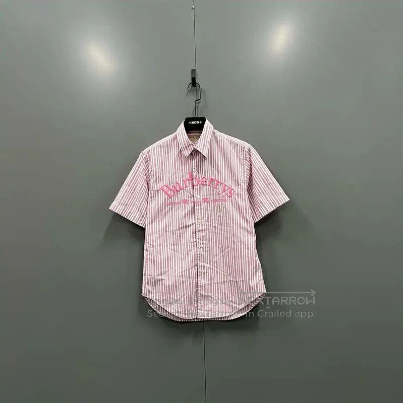 Burberry Burberry Pink Striped Short Sleeve Shirt. Size S / US 4 / IT 40 - 1 Thumbnail