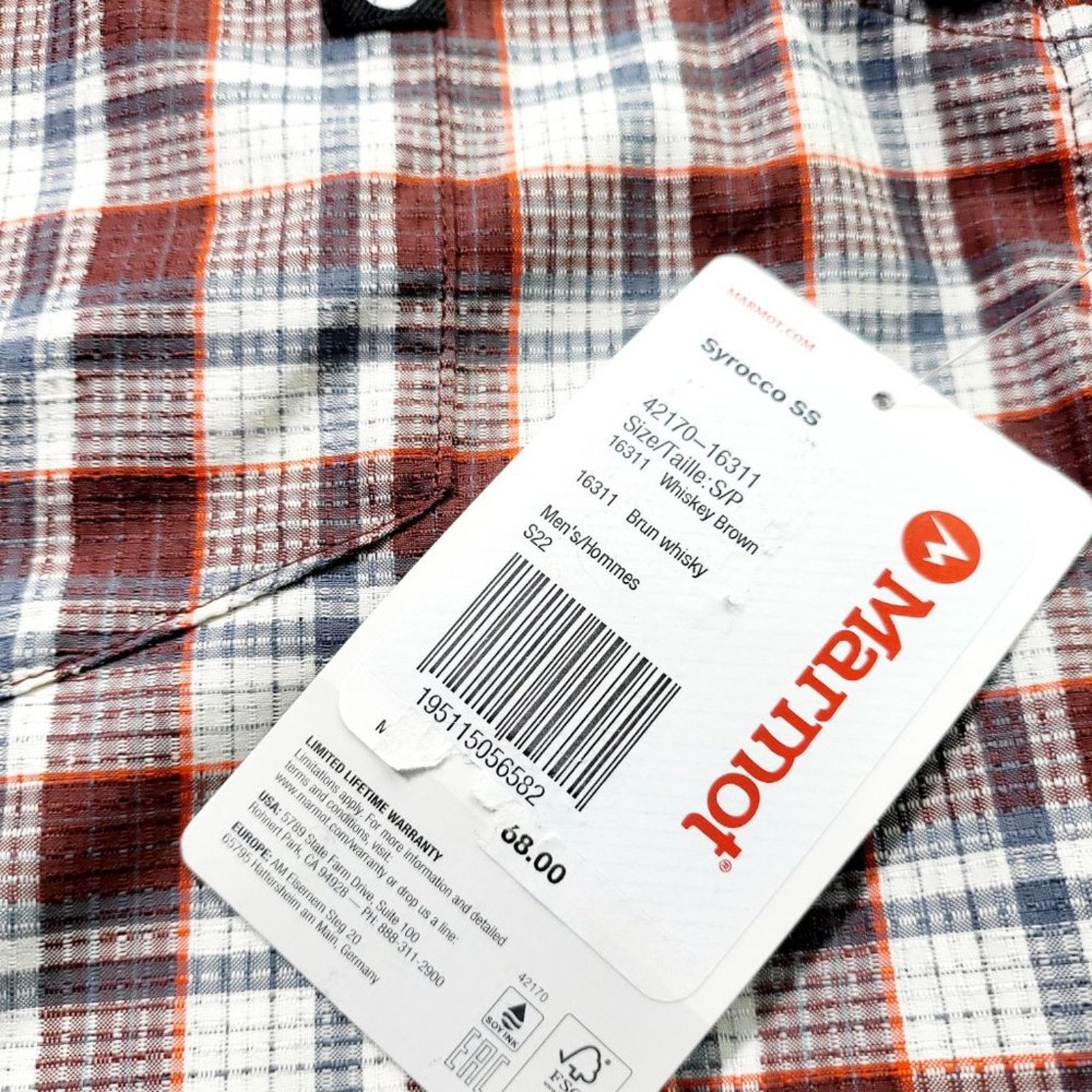 Marmot NWT MARMOT Syrocco Short Sleeve Button Up Whiskey Brown SM Size US S / EU 44-46 / 1 - 2 Thumbnail