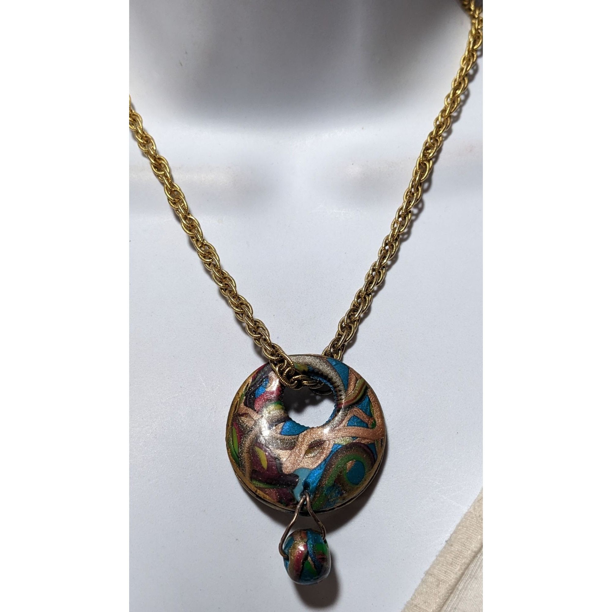 Other Handmade Abstract Rainbow Squiggle Pendant Necklace Size ONE SIZE - 6 Thumbnail