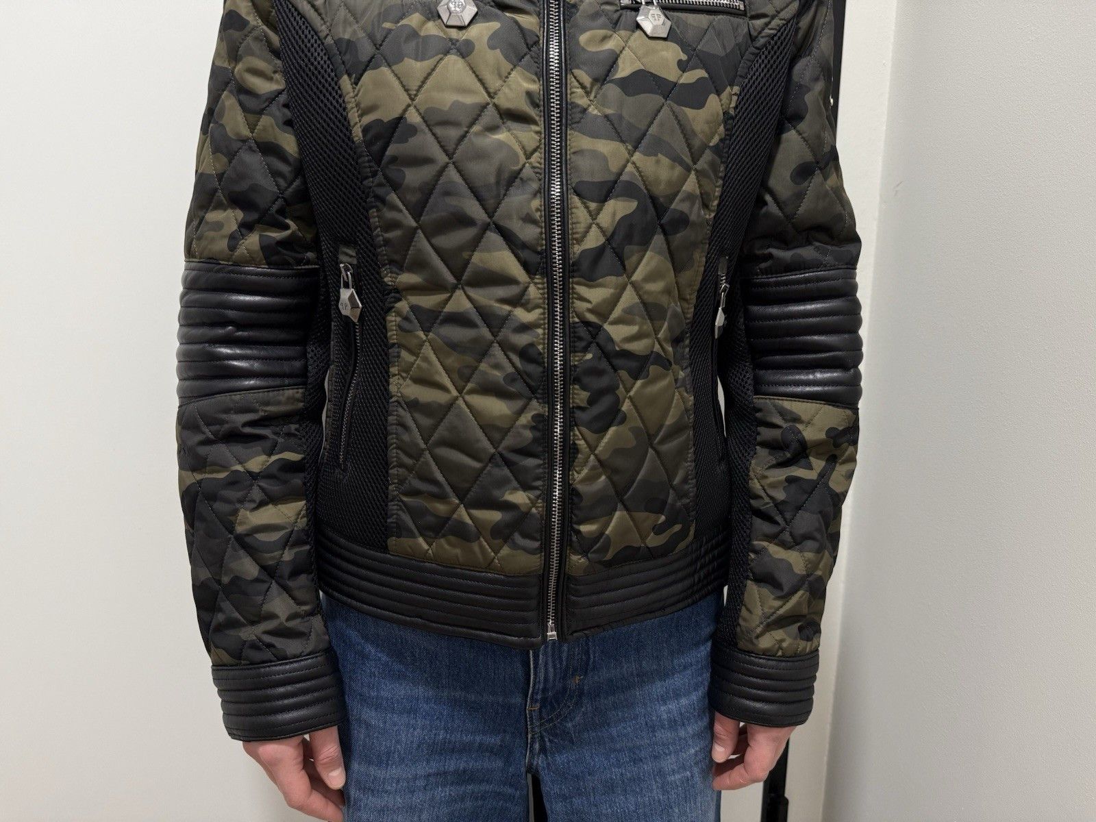 Philipp Plein Philipp Plein Womens Camo Camouflage Jacket Spikes Biker Size L / US 10 / IT 46 - 5 Thumbnail