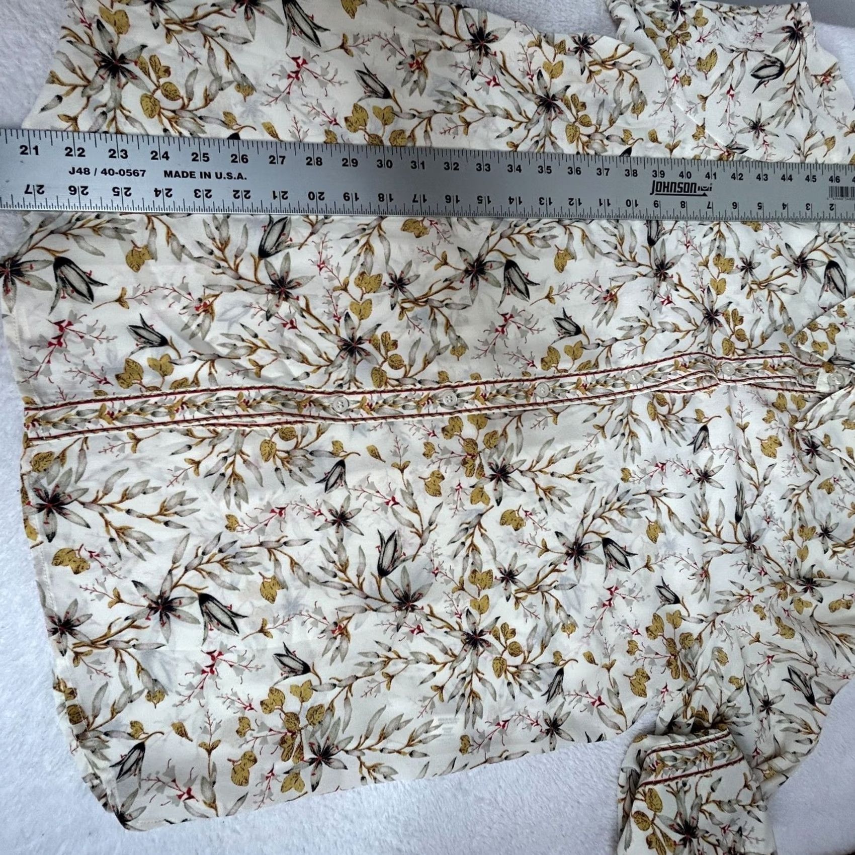 Vintage Max Studio London Womens Floral Long Sleeve Button Down Shirt Blouse XL White Size XL / US 12-14 / IT 48-50 - 8 Thumbnail