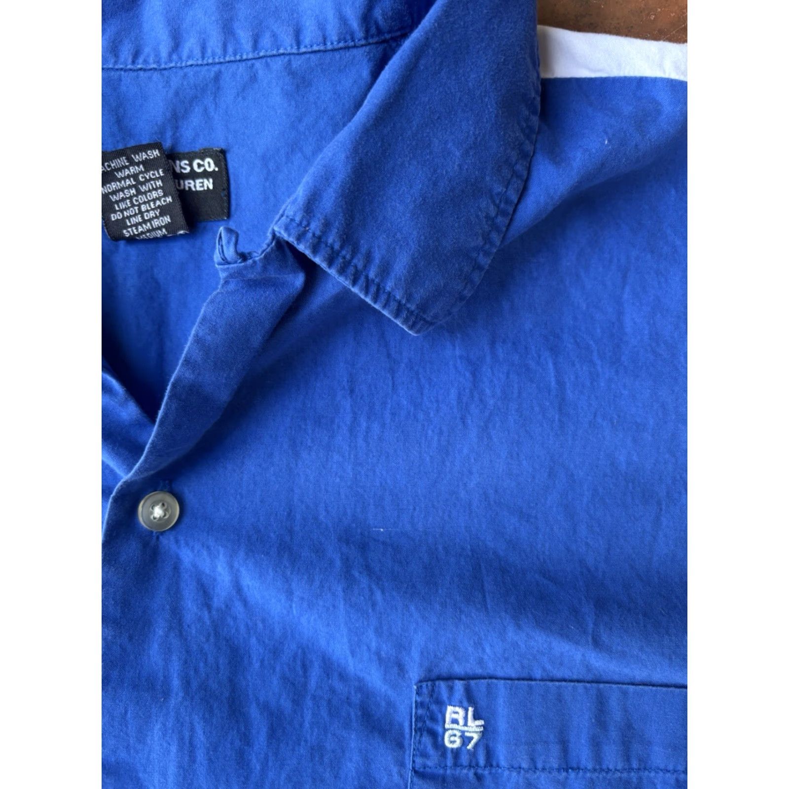 Polo Ralph Lauren VINTAGE Polo Jeans Co Ralph Lauren Bowling Pocket Button Shirt Large Blue Ladies? Mens? Unisex Adults Shirt Size US L / EU 52-54 / 3 - 4 Thumbnail