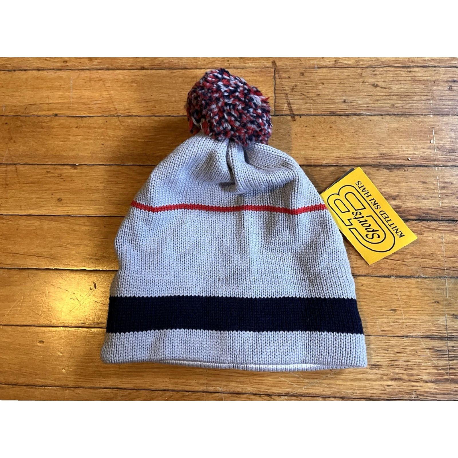 CB Sports VINTAGE CB Sports Beanie Hat One Size Gray 90s Ski Wool Pom Pom Panther Womens/Mens? Size US 35 - 6 Thumbnail