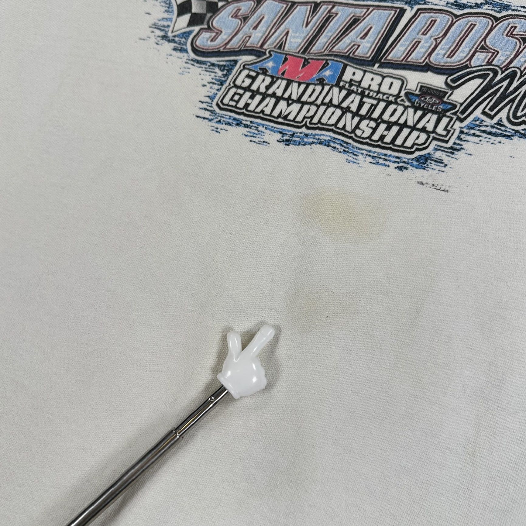 Gildan Santa Rosa Mile Shirt Mens L White Gildan Heavy Cotton Graphic Tee Racing Motorcycle AMA Pro Flat Track Back Logo Front Chest Crew Neck Short Sleeve Size US L / EU 52-54 / 3 - 7 Thumbnail