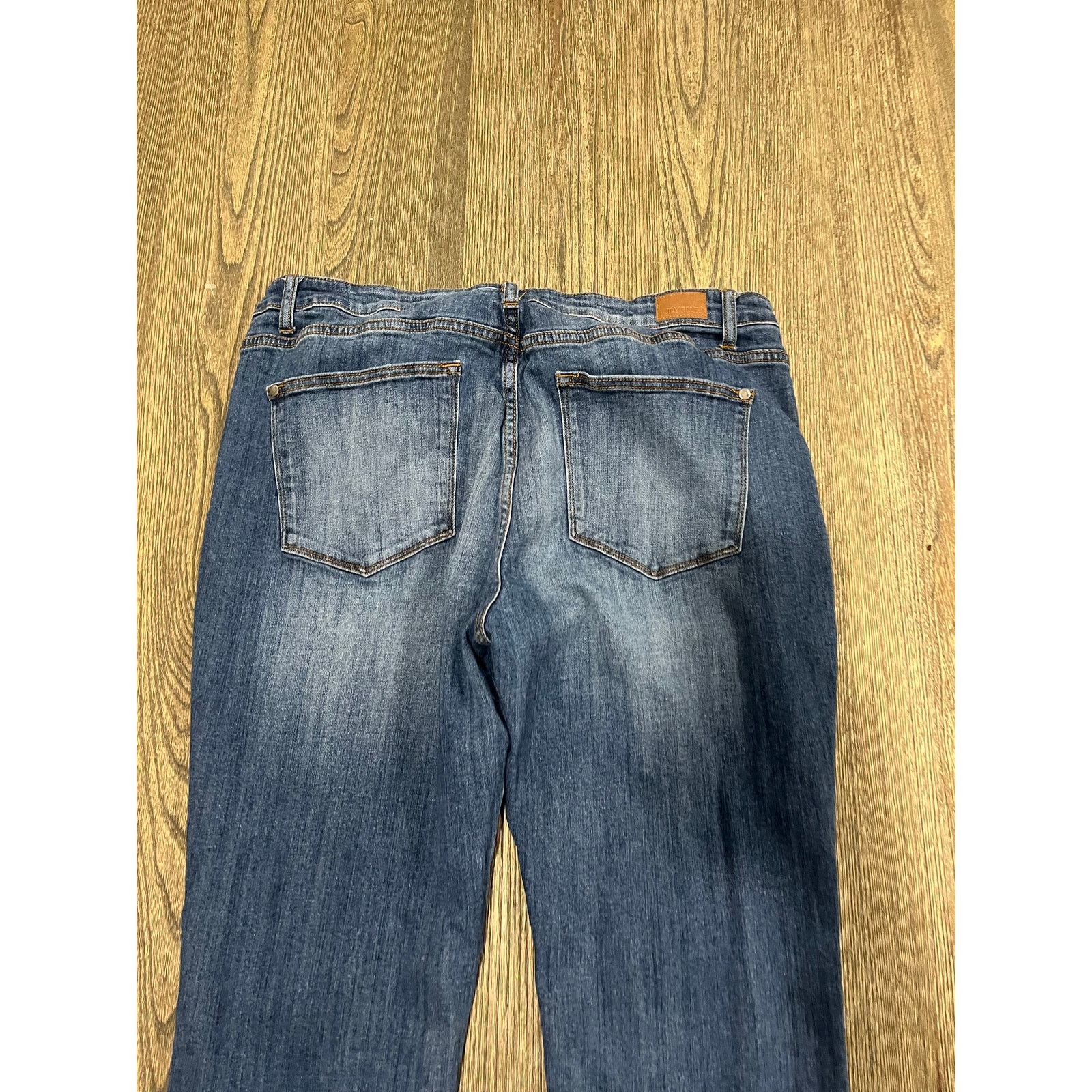 Judy Blue Judy Blue Cropped Fit Jeans Mid Rise Fringe Hem Blue 2XL Size 35" - 3 Thumbnail