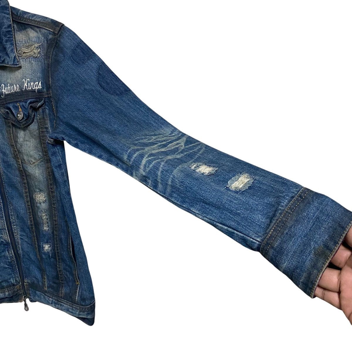 In The Attic IN THE ATTIC Denim Jacket Coated Distressed 'Future Kings' Size US M / EU 48-50 / 2 - 14 Thumbnail