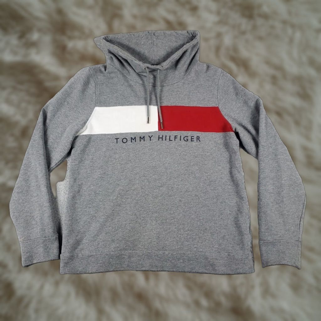 Tommy Hilfiger Tommy Hilfiger Sweatshirt Womens Medium Gray Hooded Pullover Casual Wear Size M / US 6-8 / IT 42-44 - 1 Thumbnail