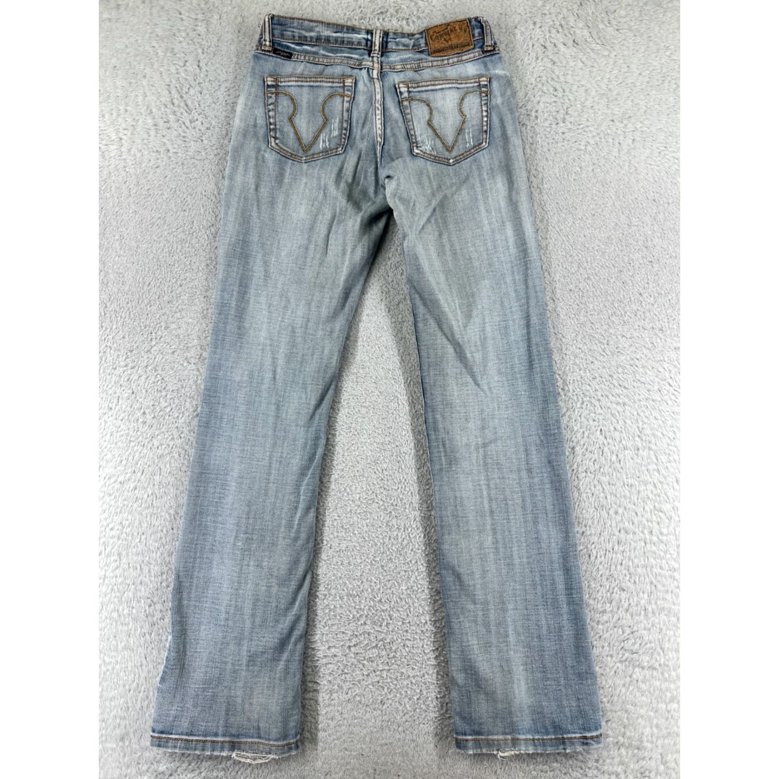 Denime Cowgirl Up Jeans Womens 2 Blue Denim Bootcut Distressed Light Wash Size 26" / US 2 / IT 38 - 2 Thumbnail