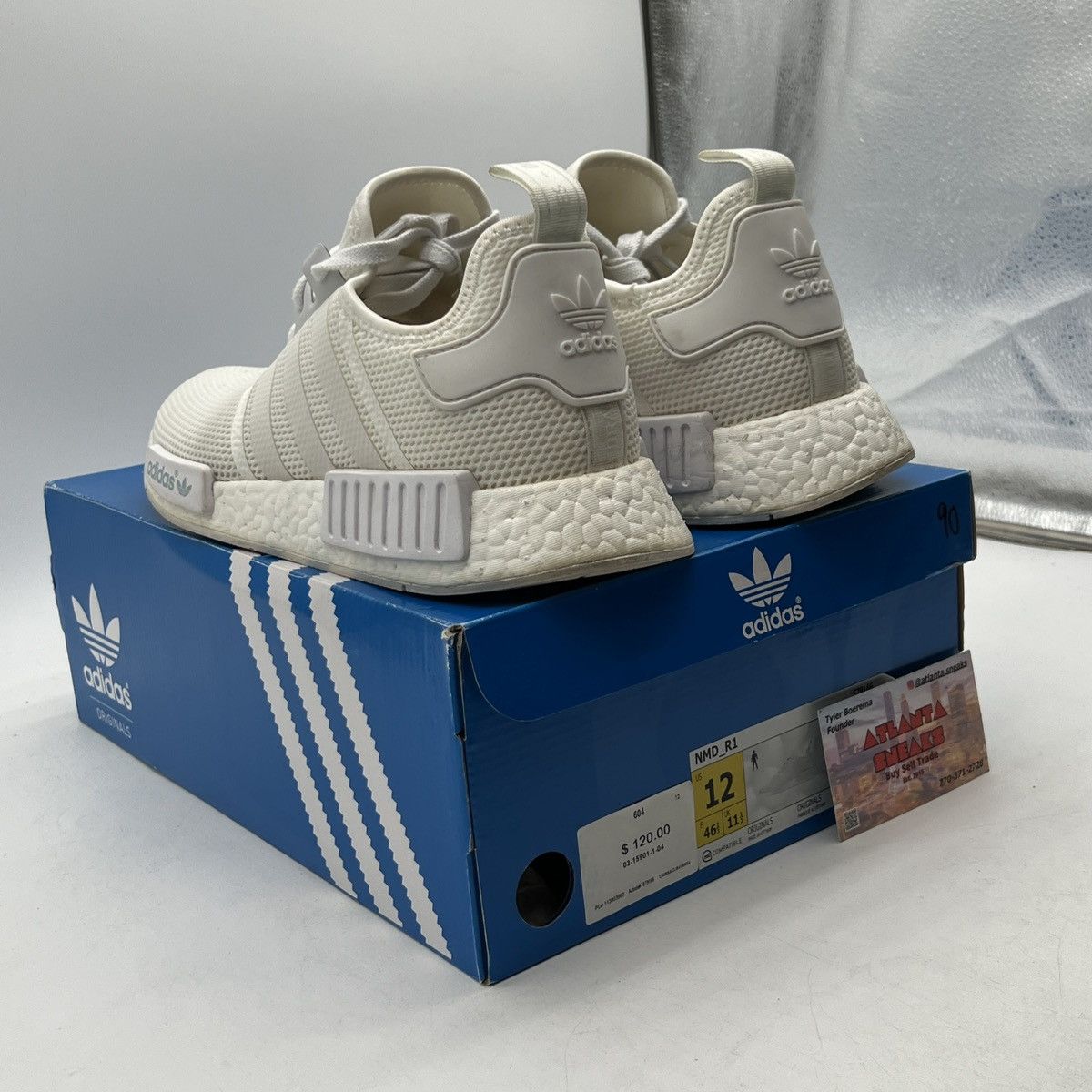 Adidas NMD_R1 all white Size US 12 / EU 45 - 4 Thumbnail