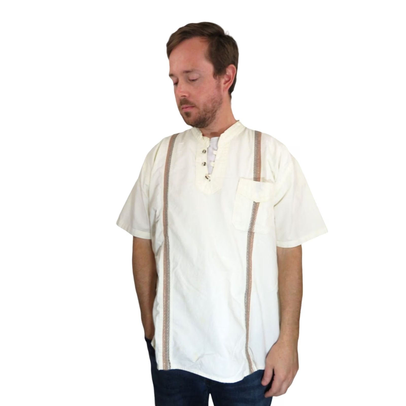 Cubavera Vtg Handmade Mexican Southwestern Guayabera Henley Shirt Mens XL Cubavera Cuban Size US XL / EU 56 / 4 - 2 Thumbnail