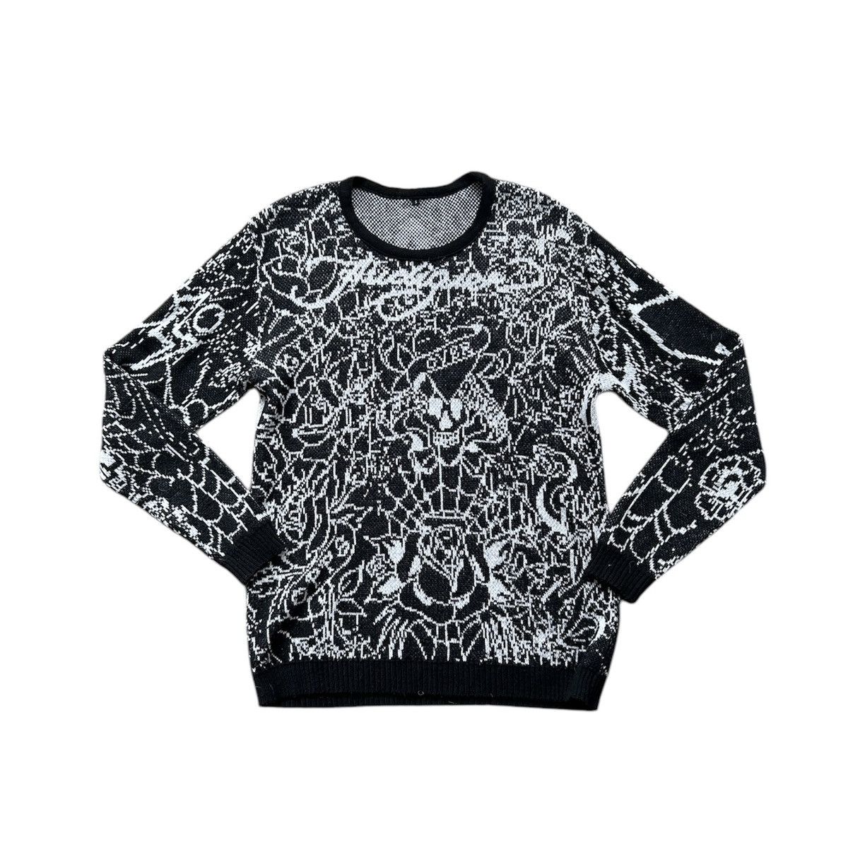 Ed Hardy « Dylan Audigier » Black “Rorschach” Knitted Sweater Size US S / EU 44-46 / 1 - 2 Thumbnail