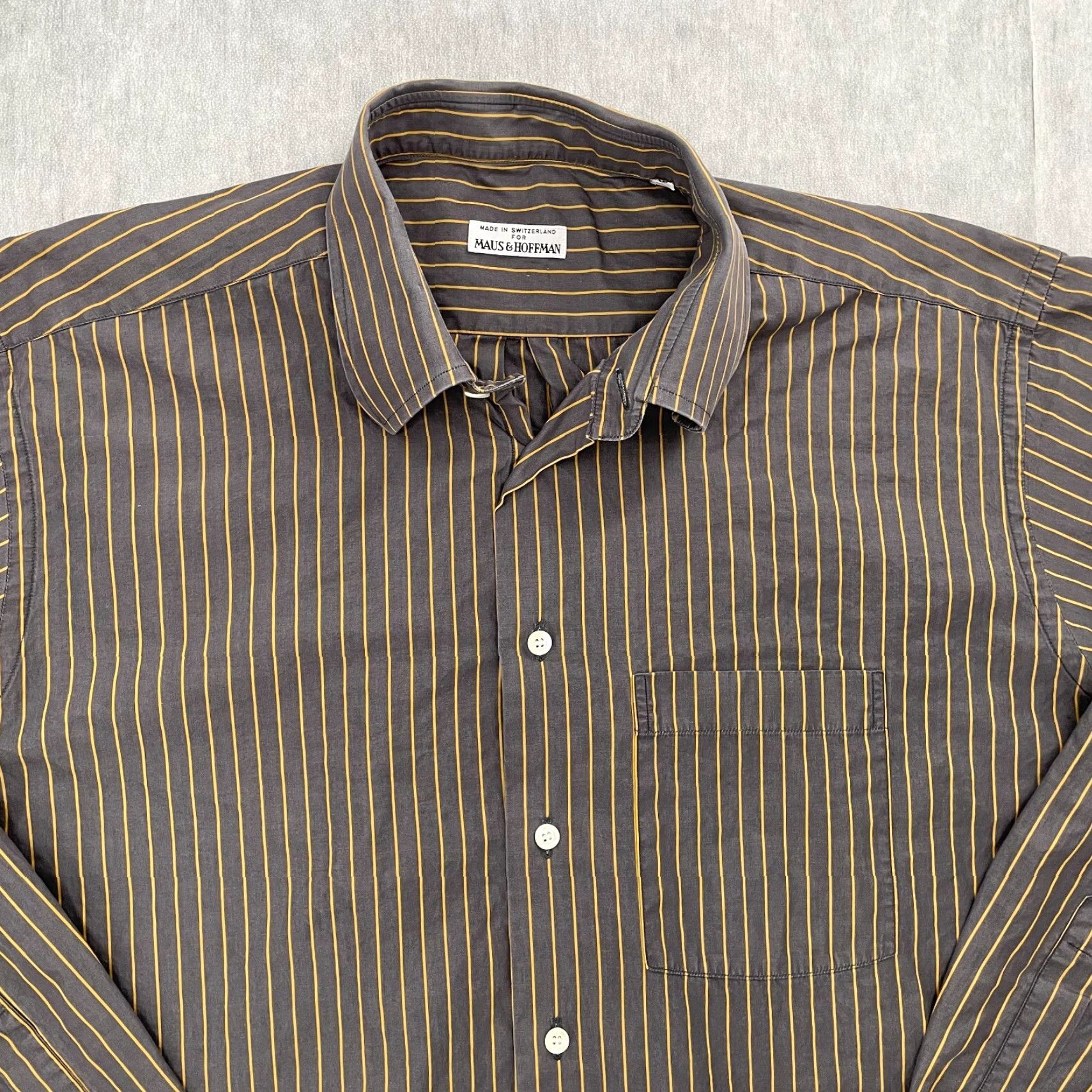 Vintage VINTAGE Maus & Hoffman Shirt Adult XL Stripe Button Up Long Sleeve Mens Gray Size US XL / EU 56 / 4 - 3 Thumbnail