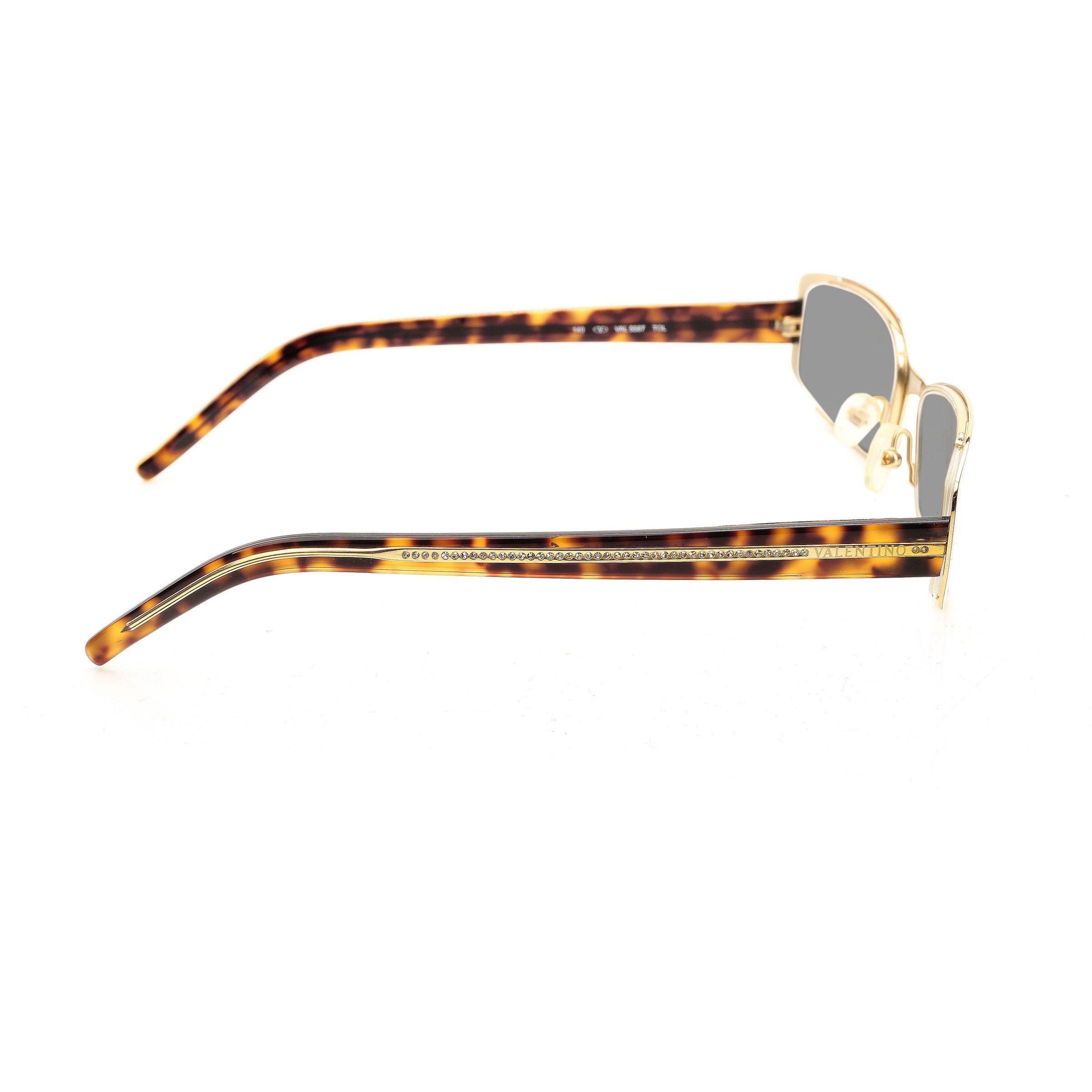 Valentino Valentino '90s Gold & Brown Crystals Metal Sunglasses Size ONE SIZE - 3 Thumbnail