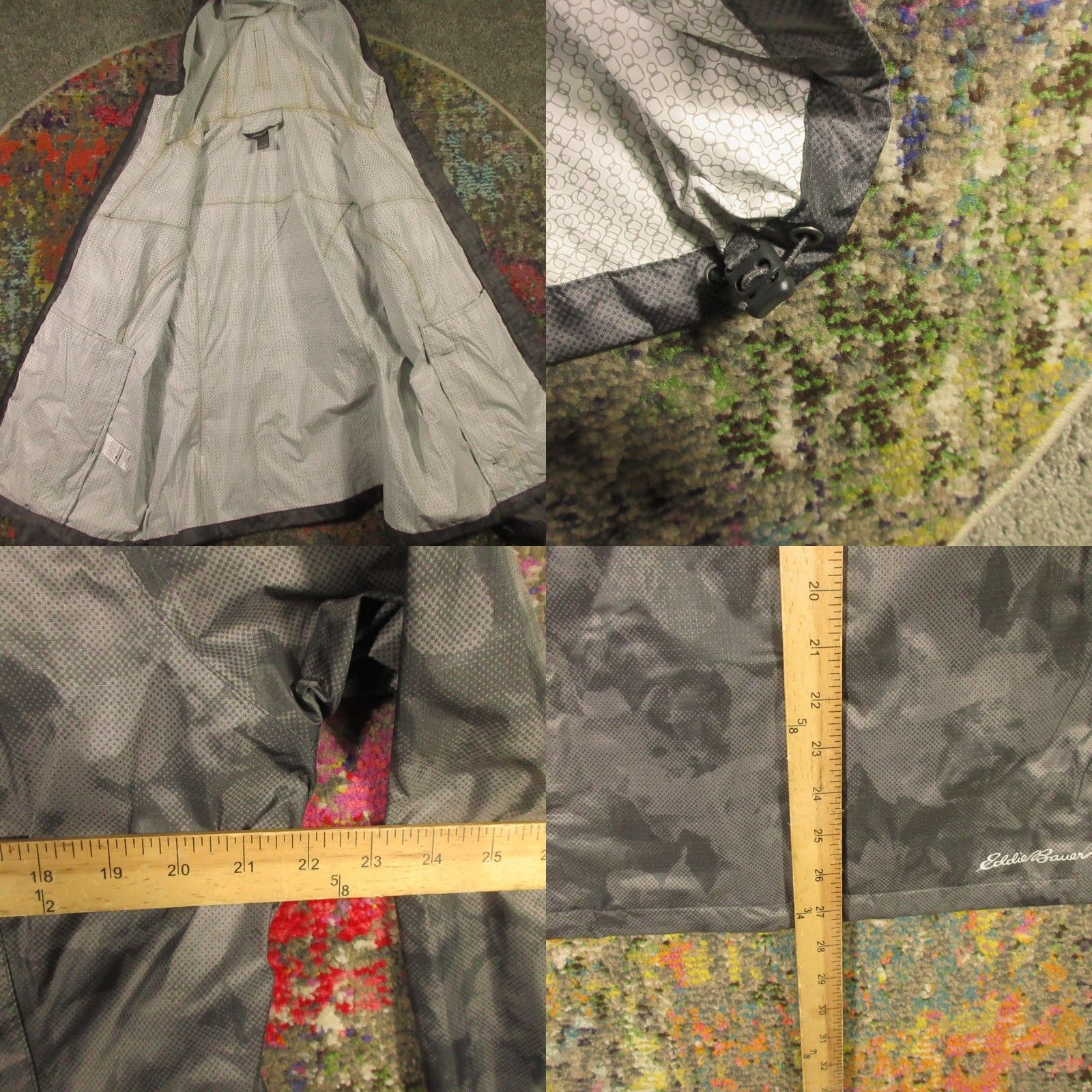 Eddie Bauer Eddie Bauer WeatherEdge Rain Jacket Womens XL Gray Camo Hooded Soft Shell Zip Mid-Length Front Pockets Breathable Lightweight Size XL / US 12-14 / IT 48-50 - 8 Thumbnail