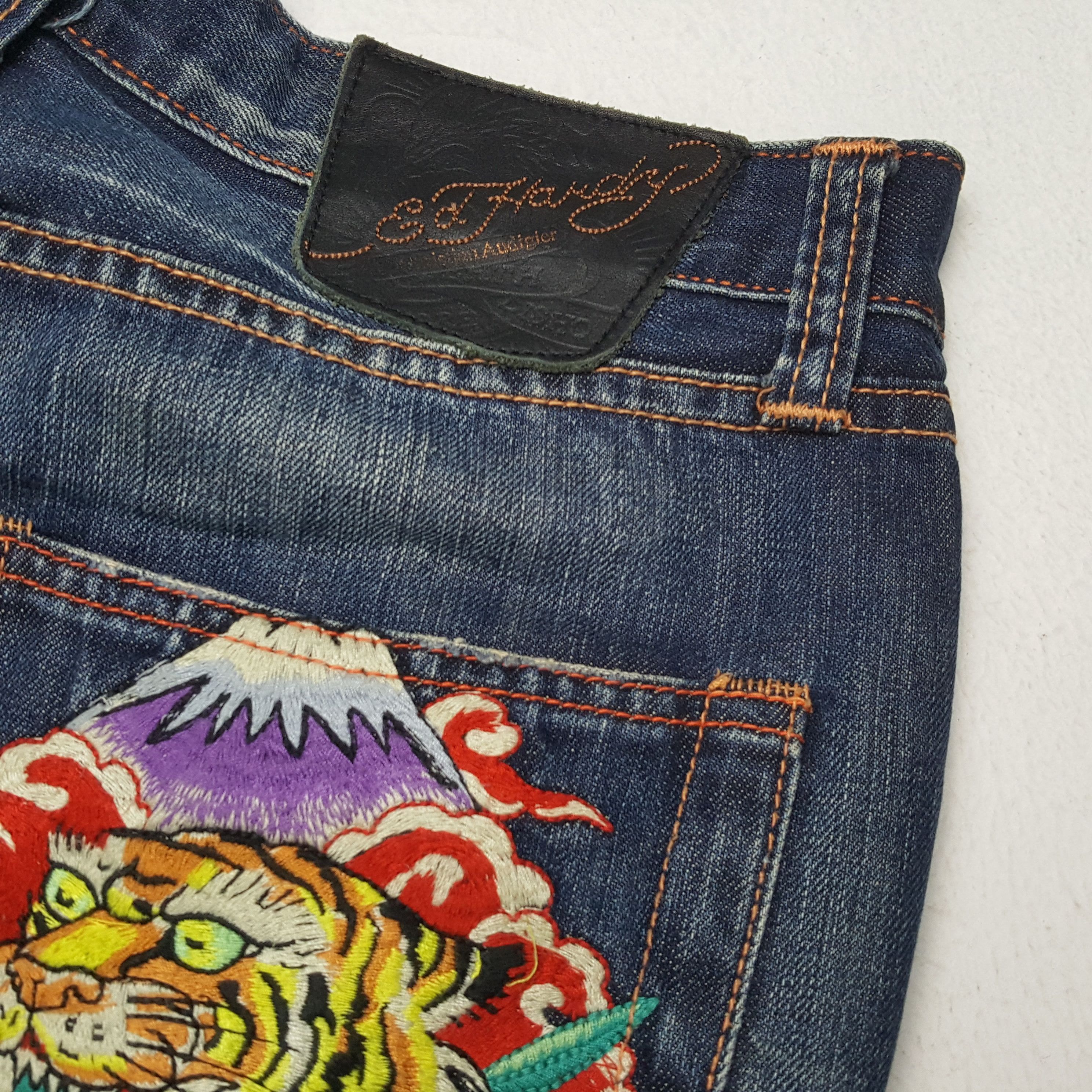 Christian Audigier × Ed Hardy × Vintage ED HARDY Rock Punk Streetwear Style Tiger Design Jeans Size US 31 - 13 Thumbnail