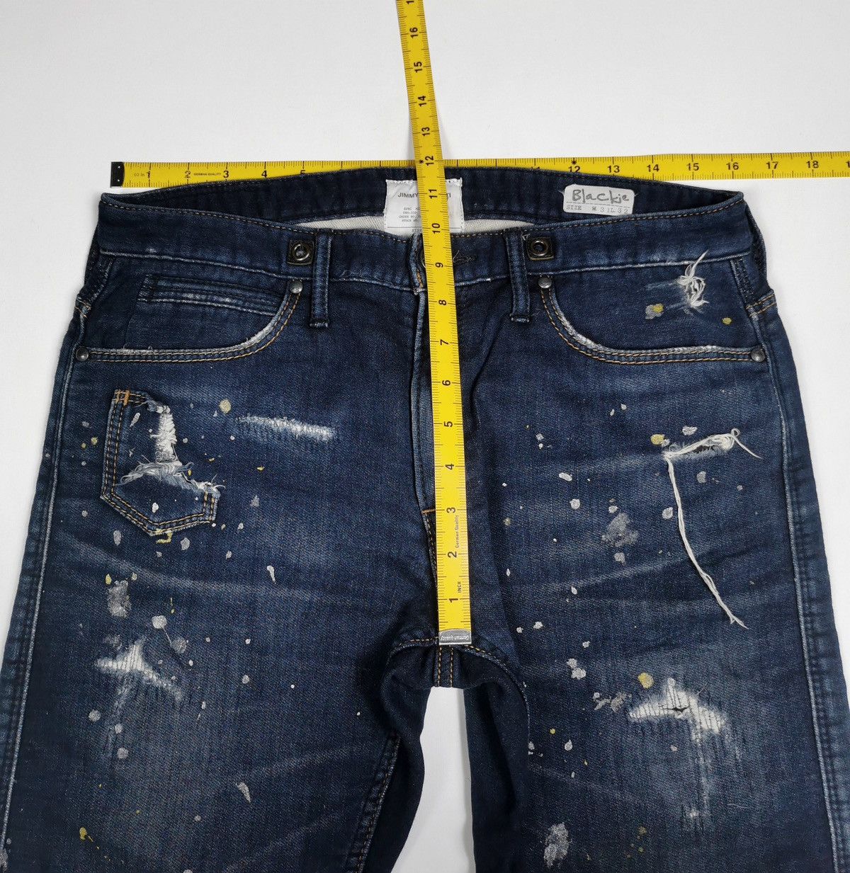 Japanese Brand Jimmy Taverniti Blackie Paint Splash Boro Slim Stretch Jeans Size US 32 / EU 48 - 12 Thumbnail