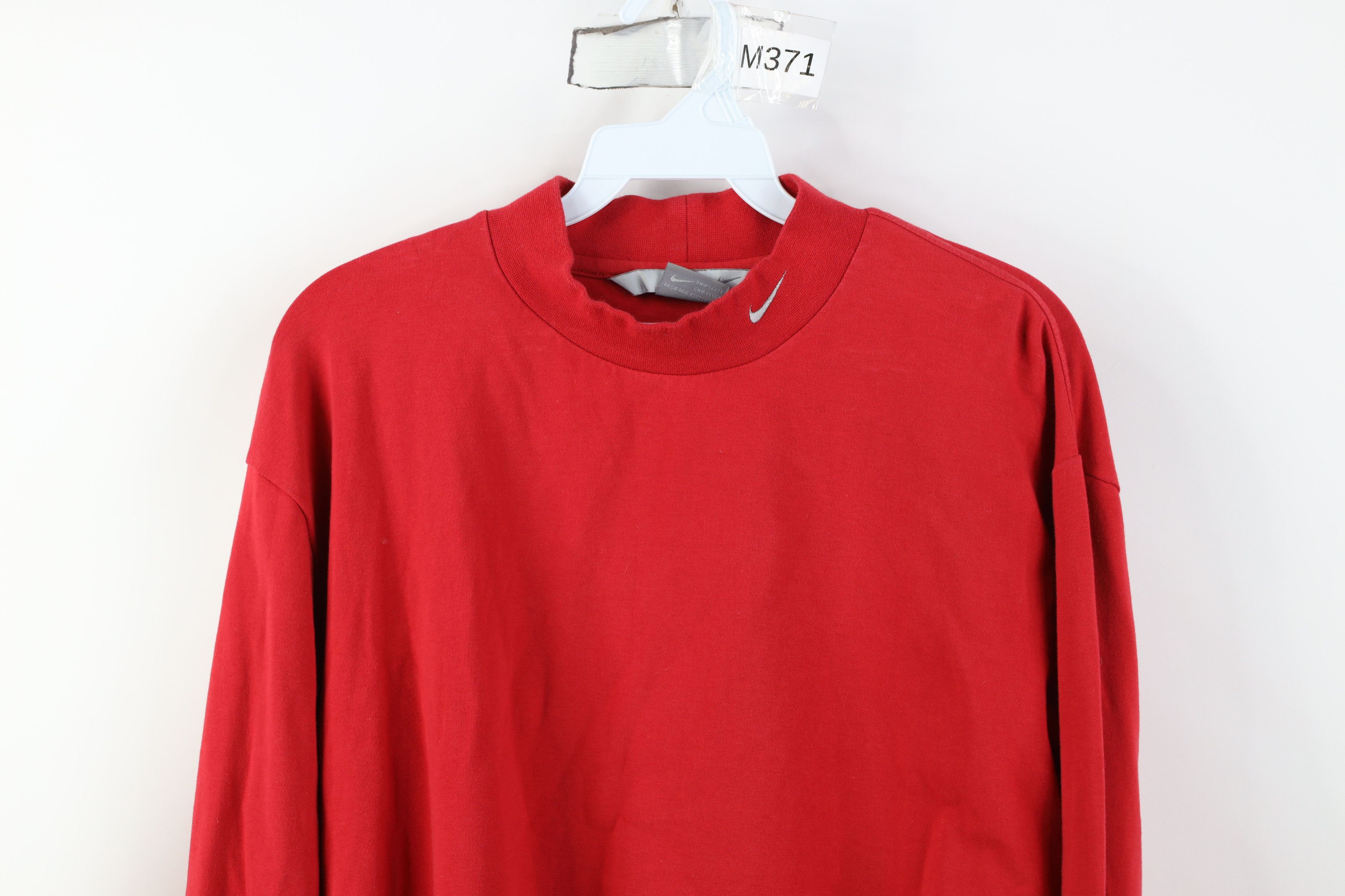 Nike Vintage Nike Mini Swoosh Mock Neck Long Sleeve T-Shirt Red Size US L / EU 52-54 / 3 - 2 Thumbnail