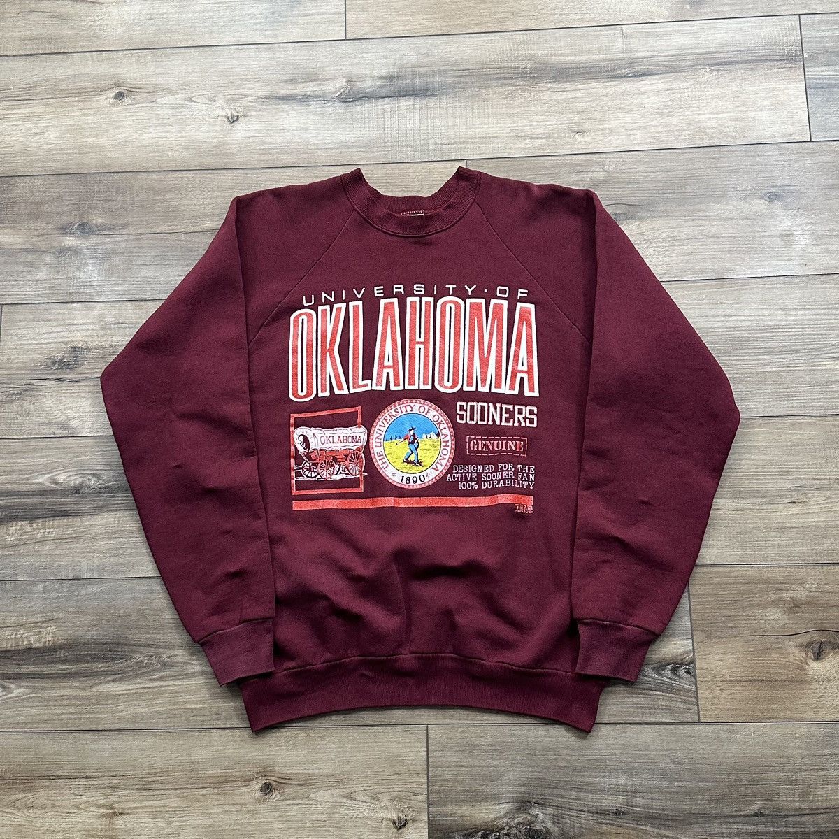 Fruit Of The Loom Vintage 90s Oklahoma Sooners Made in USA Spellout Crewneck Size US M / EU 48-50 / 2 - 1 Thumbnail