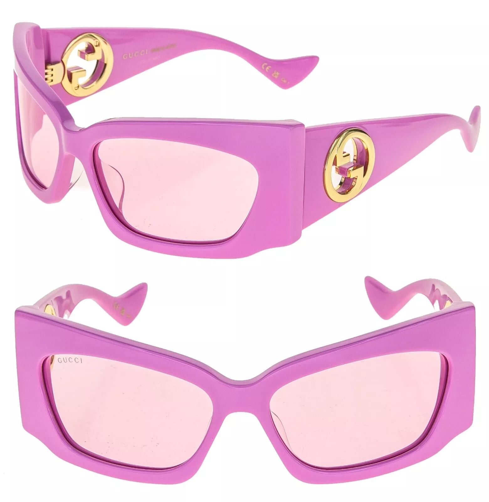 Gucci GUCCI 1412 Pink Gold Logo Gg1412S Geometric Sunglasses 003 Size ONE SIZE - 1 Thumbnail