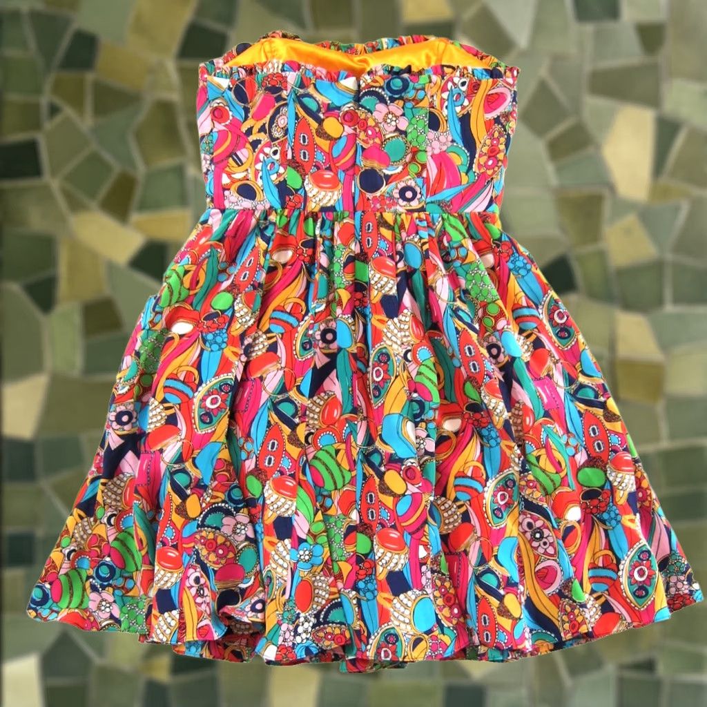Lilly Pulitzer Lilly Pulitzer 100% Silk Pink Green Blue Bling My Chimes Strapless Dress Size 0 Size XS / US 0-2 / IT 36-38 - 1 Thumbnail