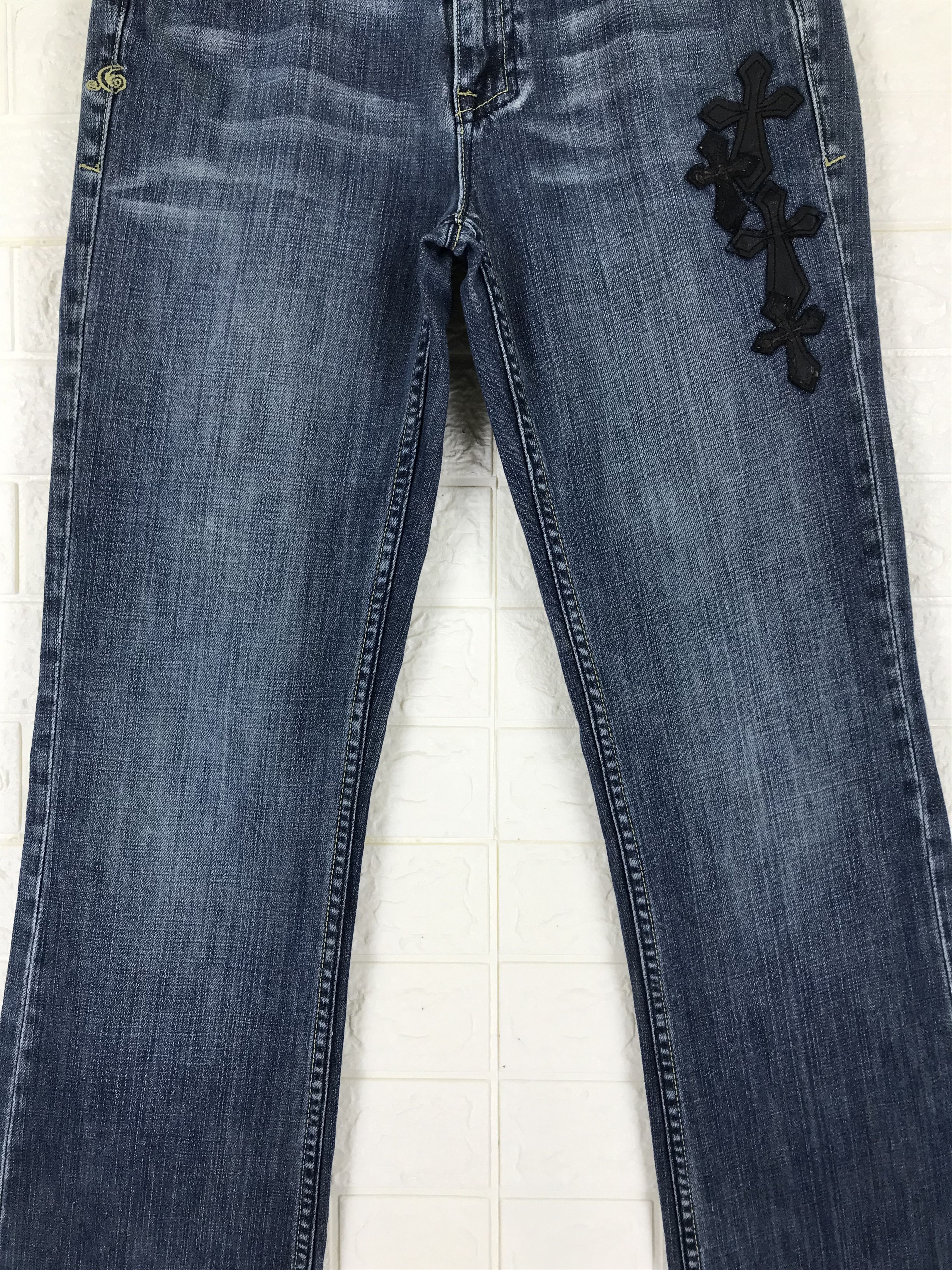 Japanese Brand Vintage Black Cross Flare Jeans Inspired Chrome Hearts Denim Size US 28 / EU 44 - 3 Thumbnail