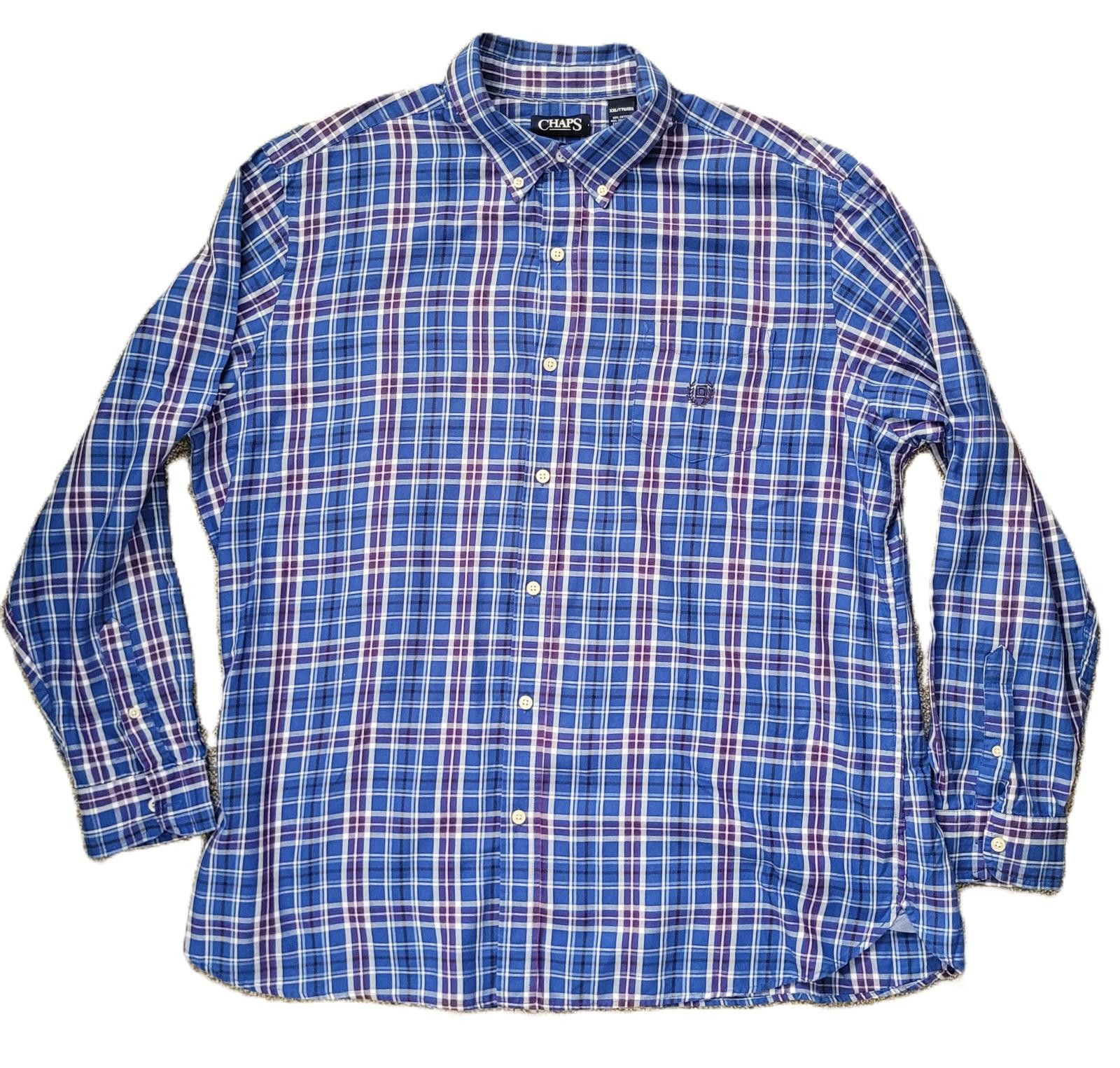 Chaps Chaps Men’s XXL Blue Plaid Button Shirt Easy Long Sleeve Size US XXL / EU 58 / 5 - 1 Thumbnail