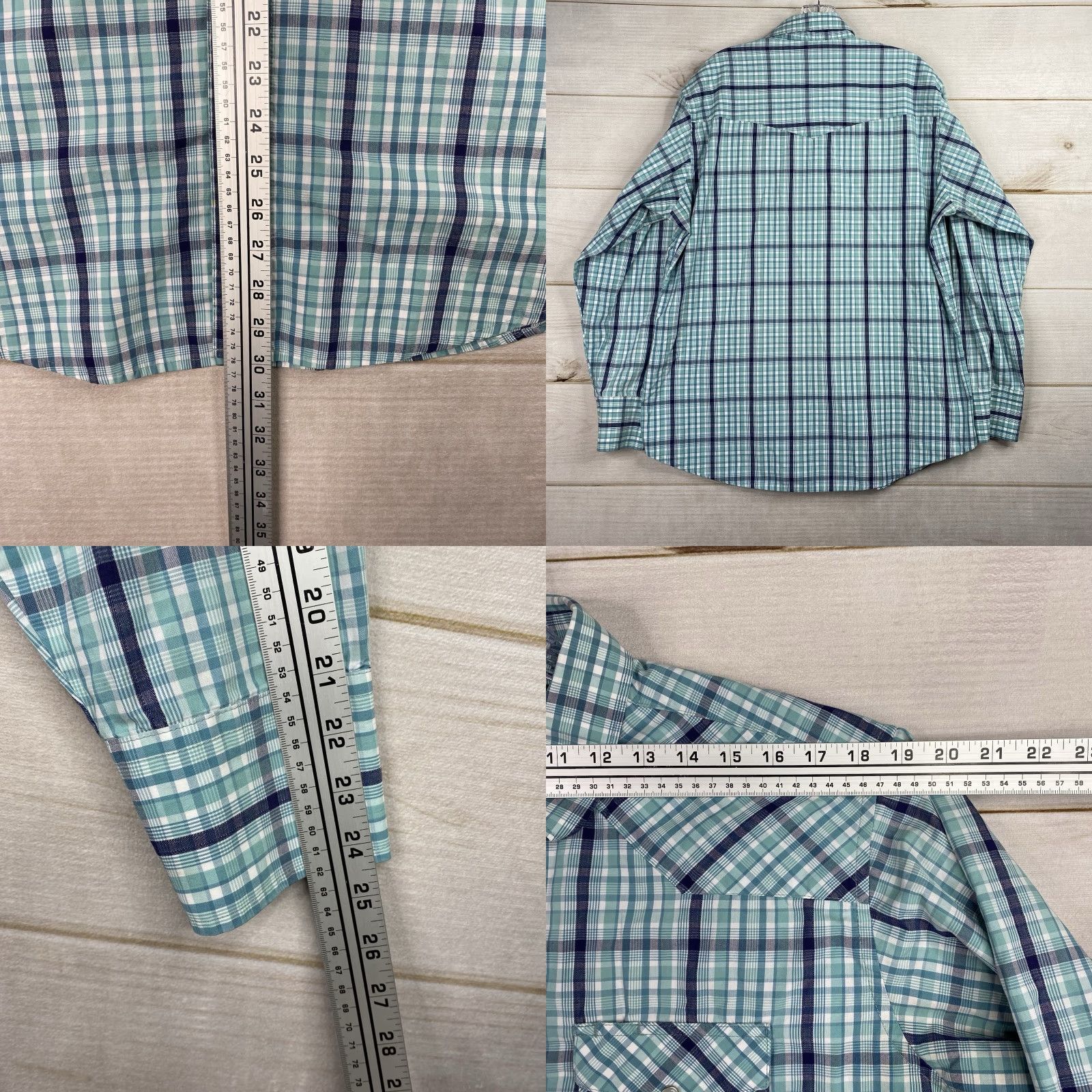 Wrangler Wrangler Pearl Snap Shirt Mens L Blue Plaid Western Long Sleeve Chest Pockets Vintage: No Size US L / EU 52-54 / 3 - 8 Thumbnail