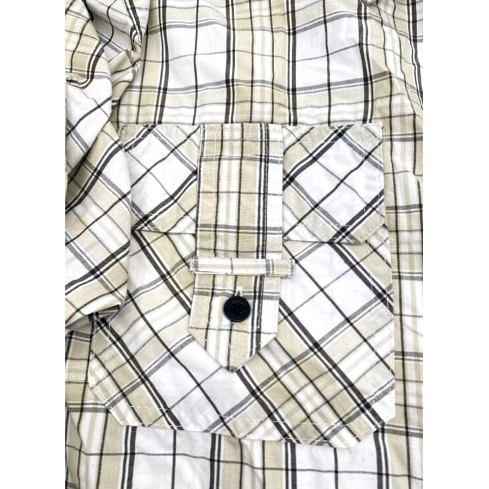 Element Five Elementz Mens 3XL Long Sleeve Button-Up Beige Plaid Patches Logo Shirt Size US XXL / EU 58 / 5 - 5 Thumbnail