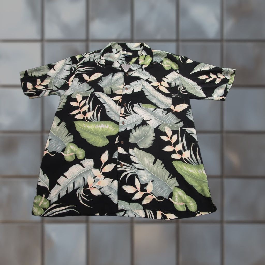 Tommy Bahama Tommy Bahama Shirt Mens L Black Silk Hawaiian Aloha Camp Button-Up Short Sleeve Floral Tropical Beach Pocket Size US L / EU 52-54 / 3 - 1 Thumbnail