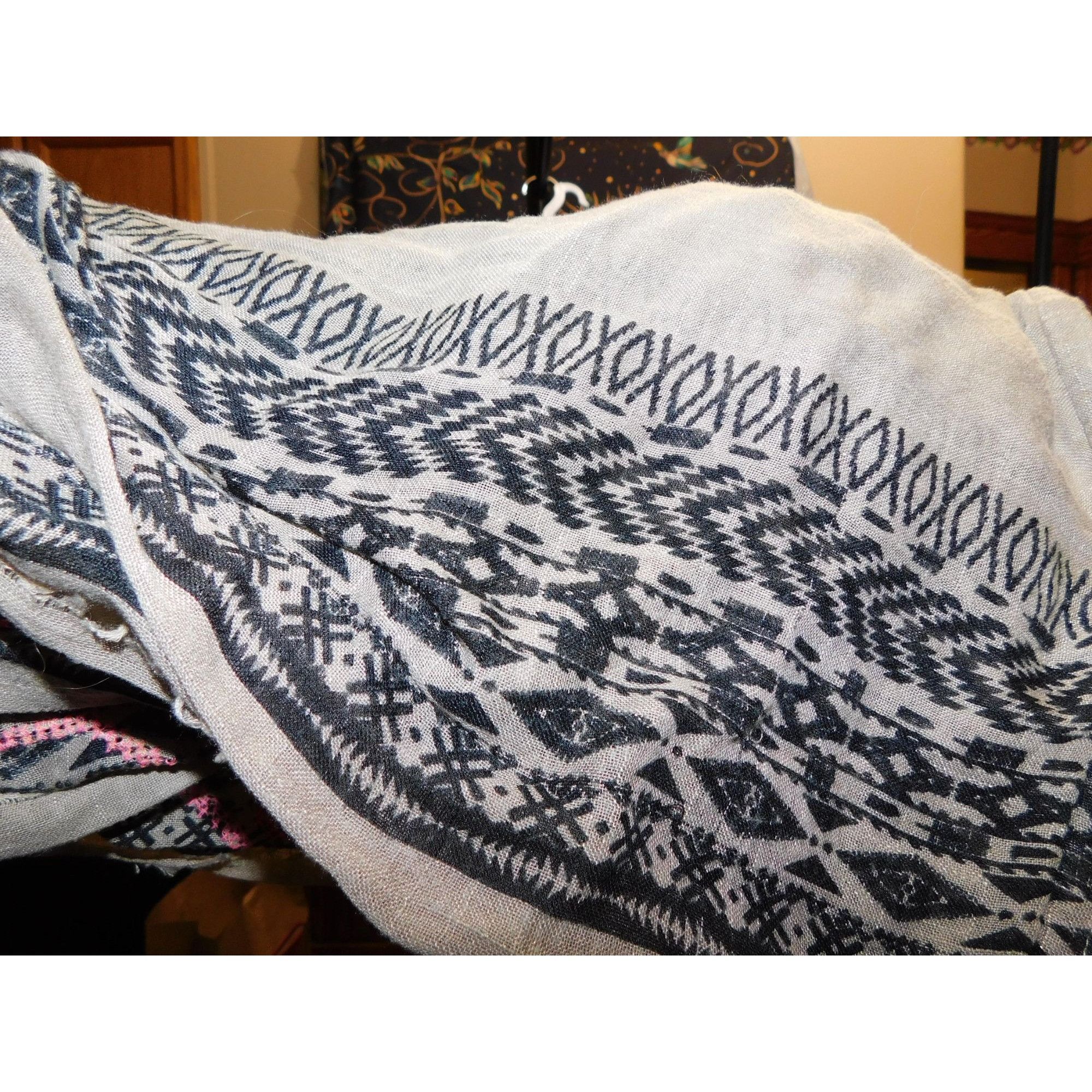 Other Southwestern Infinity Scarf With Bright Embroidery Beige & B Size ONE SIZE - 3 Thumbnail