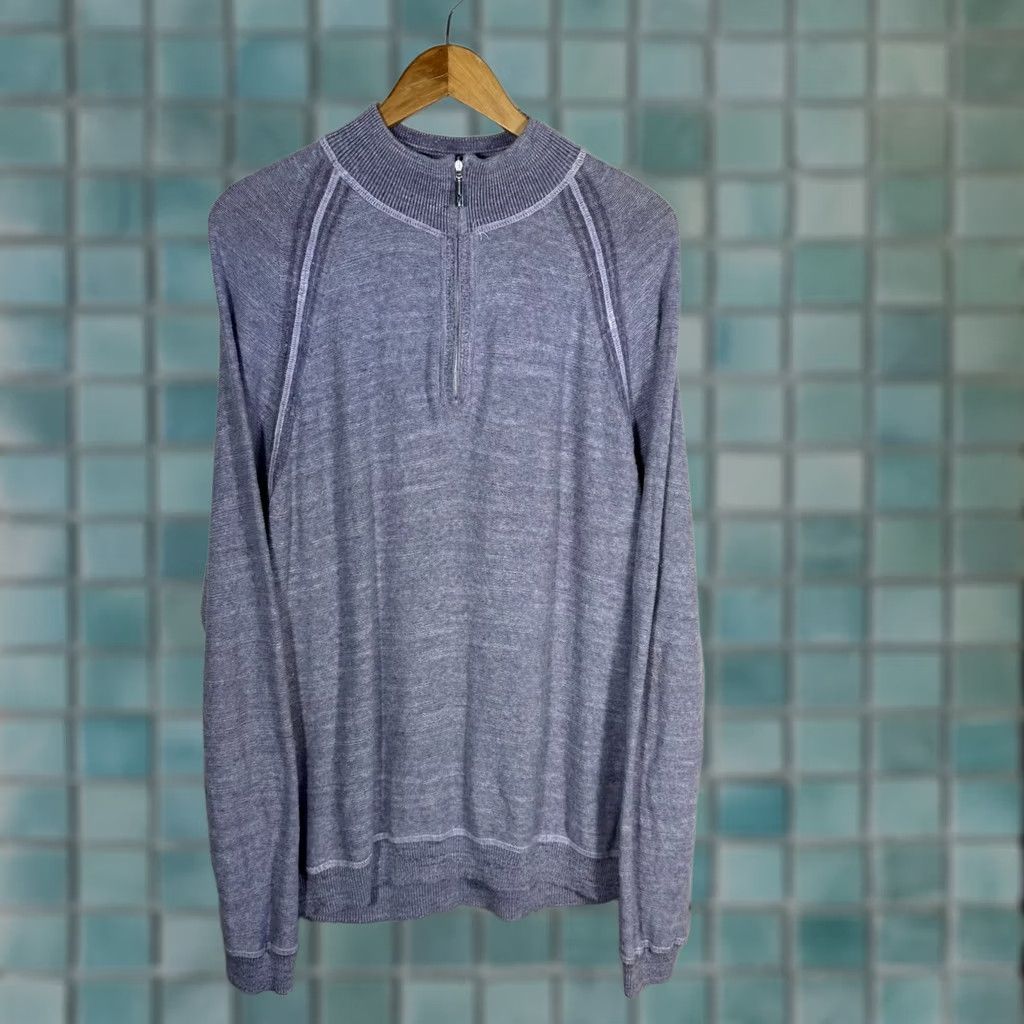 Tommy Bahama Tommy Bahama Purple Linen Blend Mock Neck Quarter Zip Sweater Mens L Pullover Size US L / EU 52-54 / 3 - 1 Thumbnail