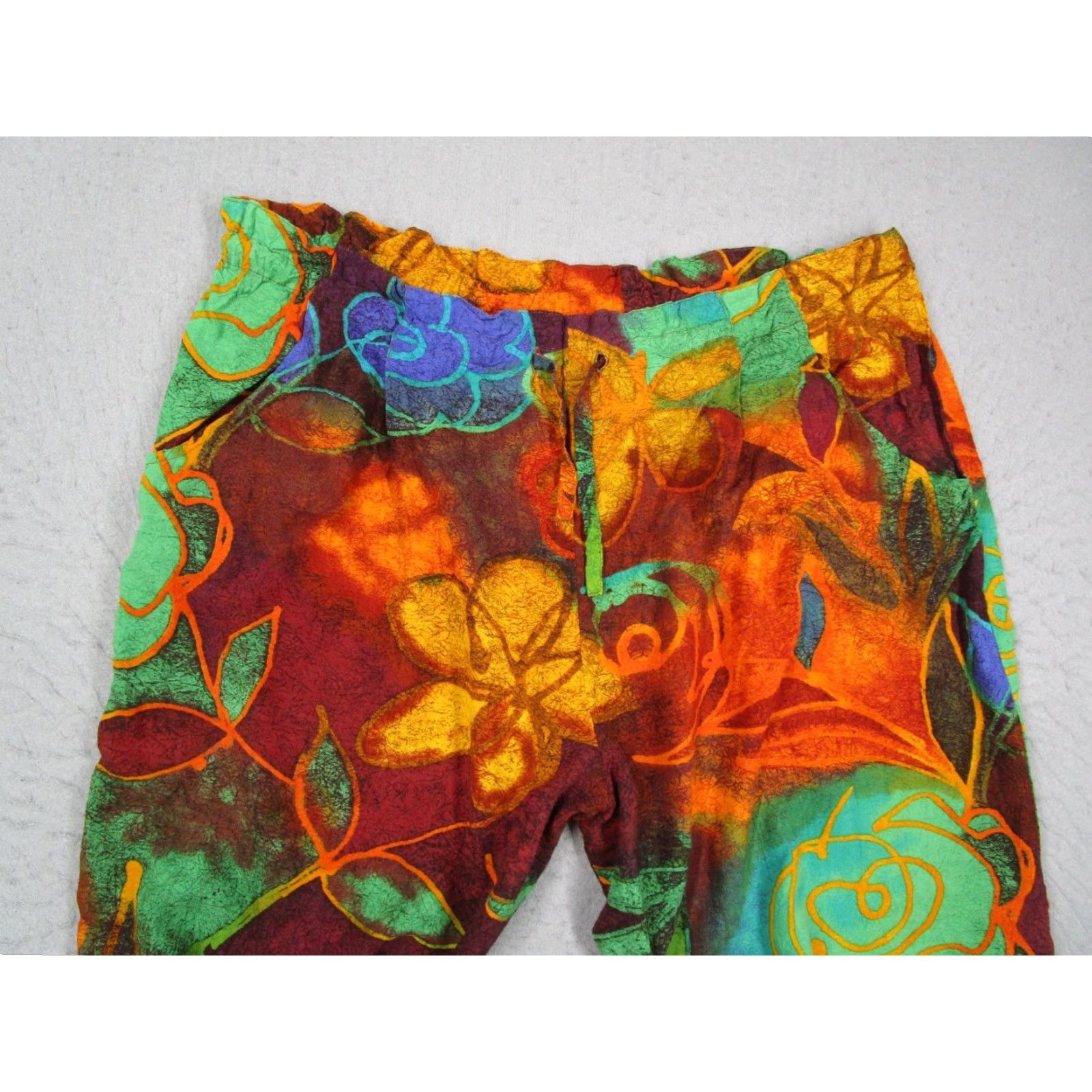 Jams World Jams World Pants Women XL Multicolor Rose Path Capri Made in USA 38x19 Size 40" / US 18 - 2 Thumbnail