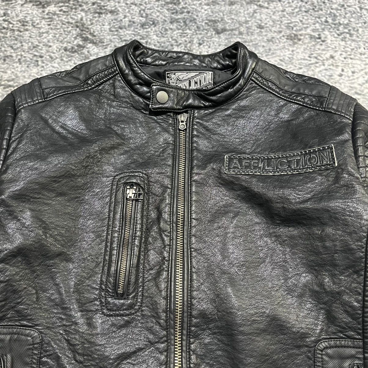 Affliction Affliction Black Premium Biker Grunge Skull Leather Jacket Size US L / EU 52-54 / 3 - 4 Thumbnail