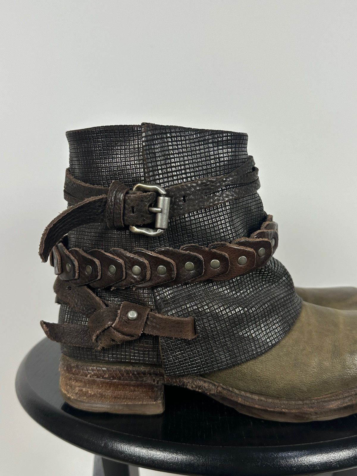 A.S.98 A.S.98. Airstep Leather Biker Ankle Studded Strap Boots Size US 6 / IT 36 - 13 Thumbnail