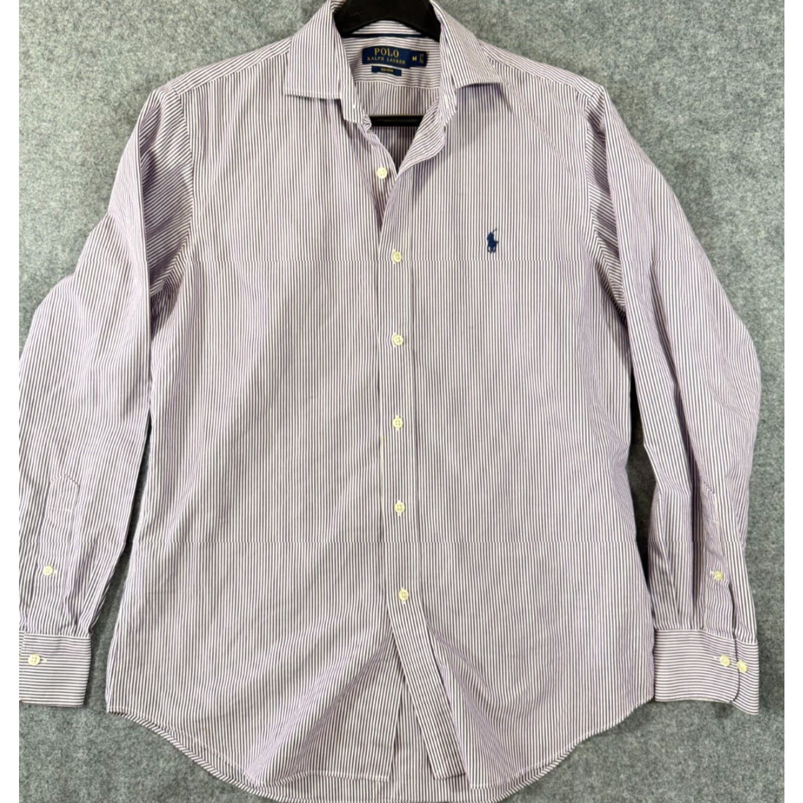 Polo Ralph Lauren Polo Ralph Lauren Shirt Mens M Purple White Striped Non-Iron Slim Fit Pony Logo Long Sleeve Button-Up Size US M / EU 48-50 / 2 - 2 Thumbnail