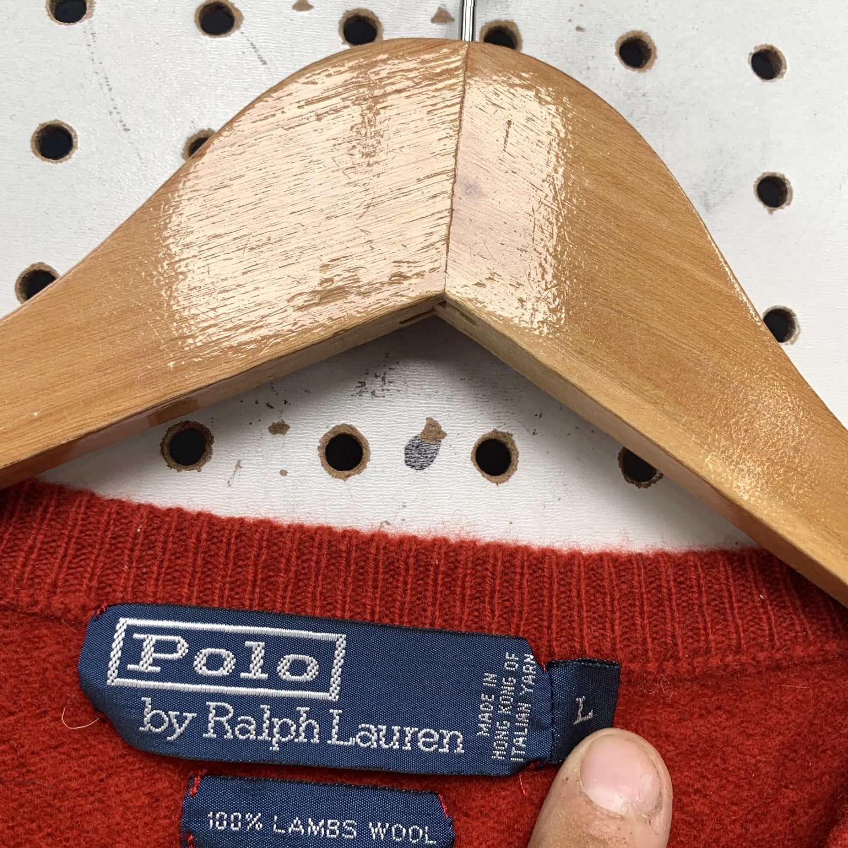 Polo Ralph Lauren Polo Ralph Lauren Sweater Shirt Mens Large Red V-Neck Pullover Knit Wool 100% Lambs Wool Casual Mens Size US L / EU 52-54 / 3 - 2 Thumbnail