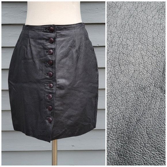 Vintage Vintage 90s y2k Bratz Black Leather Button Front High Waiste Size 32" / US 10 / IT 46 - 1 Thumbnail