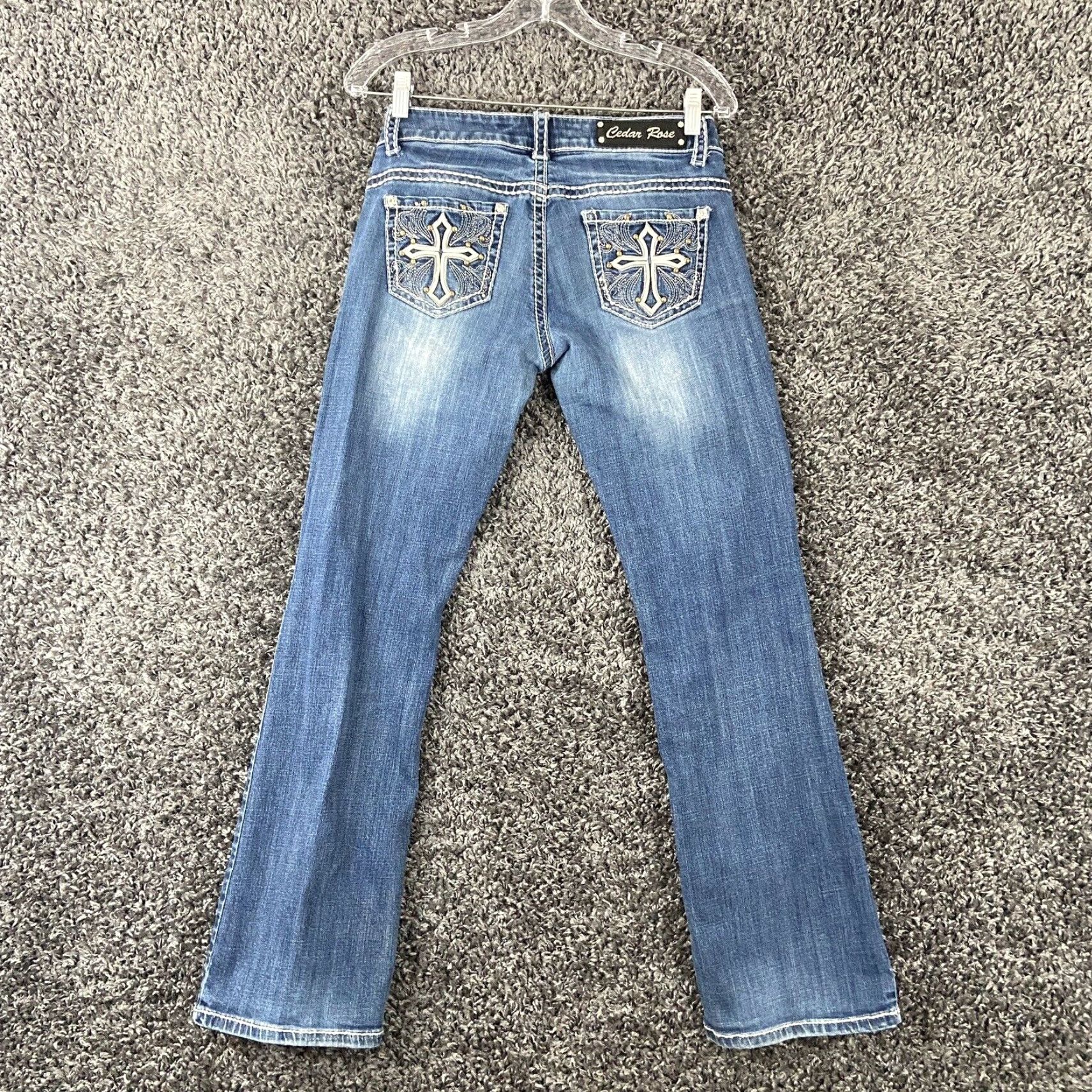 Vintage CEDAR ROSE Studded Straight Jeans Women’s 30x29 Blue Cross Size 30" / US 8 / IT 44 - 6 Thumbnail