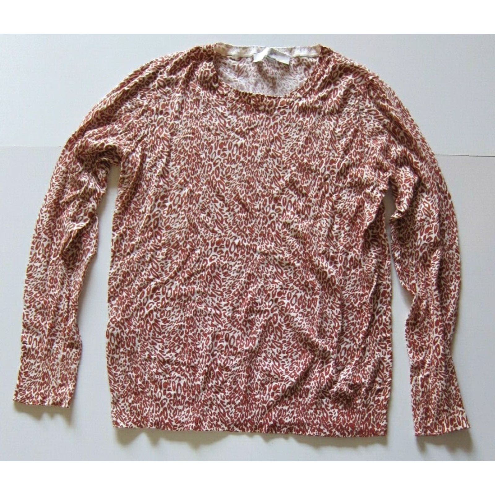 Ann Taylor VINTAGE Ann Taylor Loft Cotton Brown Leopard Lightweight Long Sleeve Pullover Sweater M Size M / US 6-8 / IT 42-44 - 6 Thumbnail