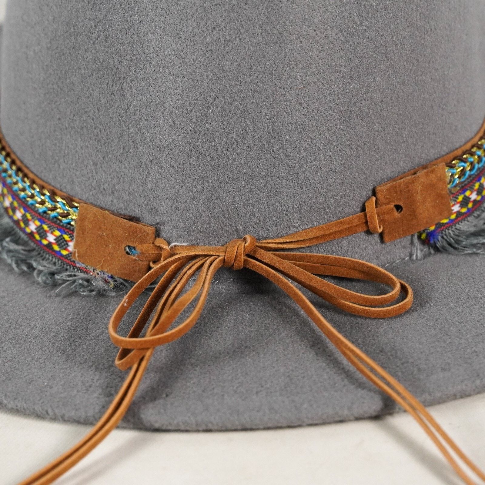 Other Boho Wide Brim Fedora Hat Western Cowboy Bucket Cap Sunhat Size ONE SIZE - 6 Thumbnail