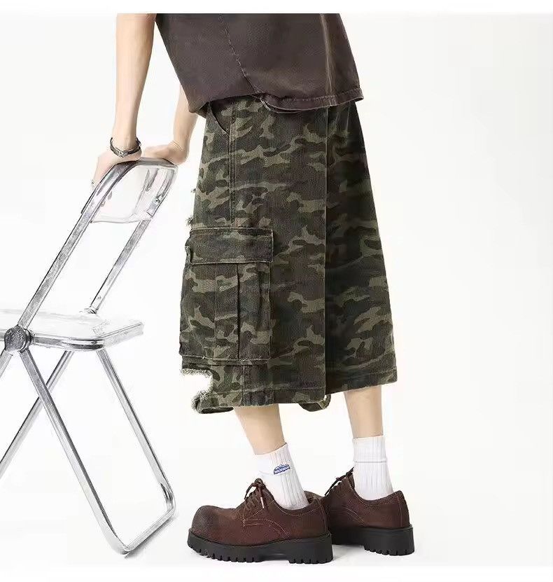 Japanese Brand × Jean Worn-out Side Pockets Camouflage Short Jean Size US 31 - 3 Thumbnail