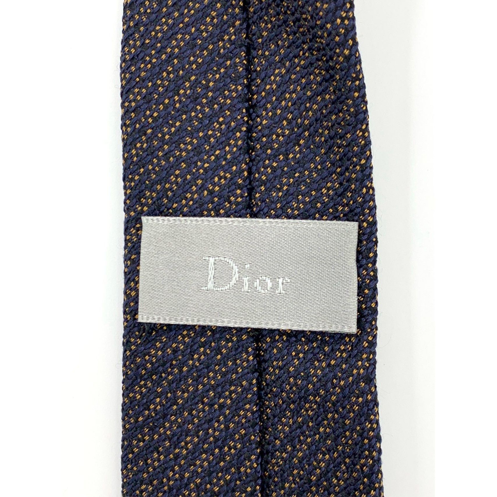 Dior Dior Navy Blue Textured Silk Mens Tie 156cm Size ONE SIZE - 7 Thumbnail