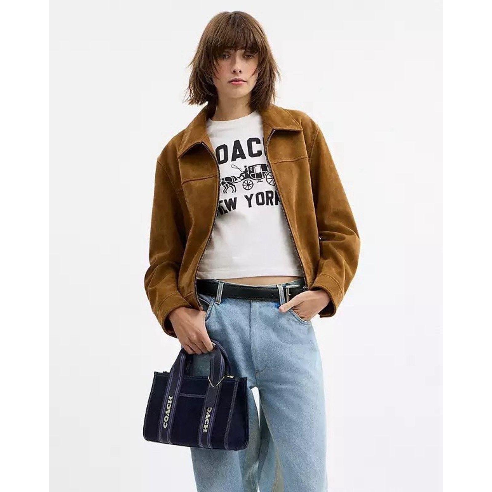 Coach NWT Coach CCL67 Smith Tote Bag 24 Leather Dark Denim Multi Size ONE SIZE - 8 Thumbnail