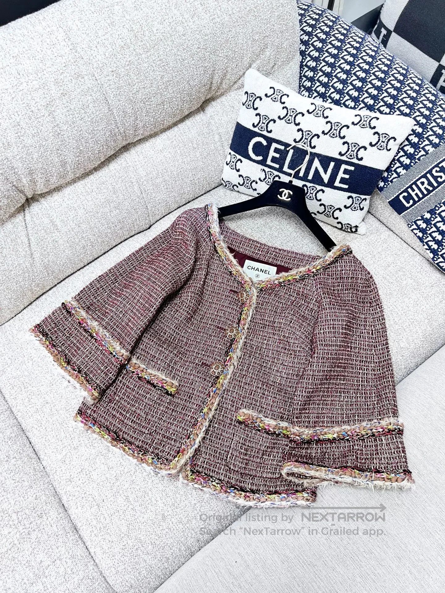 Chanel Chanel Red Tweed Glass Button Jacket. Size US XS / EU 42 / 0 - 4 Thumbnail