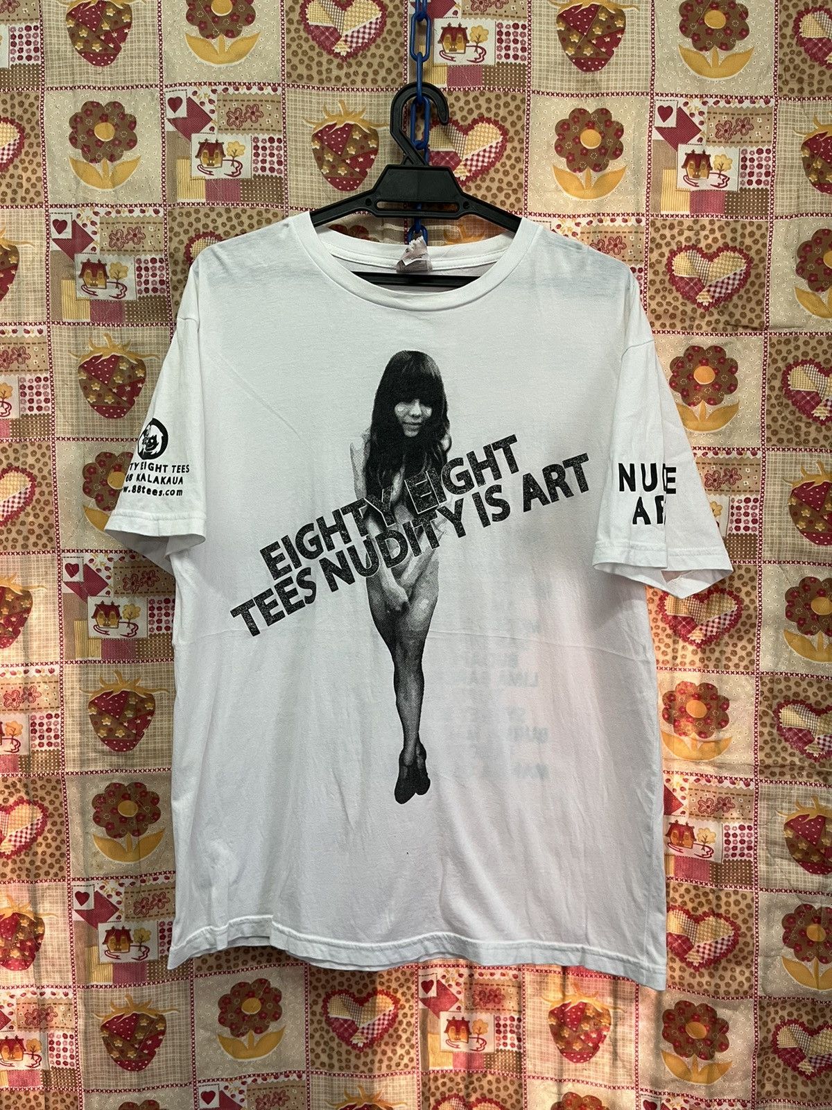 image of Hook Ups x Nude Y2K Nudity Art 88 Tees Nude Photography Art Weber in White, Men's (Size Large)