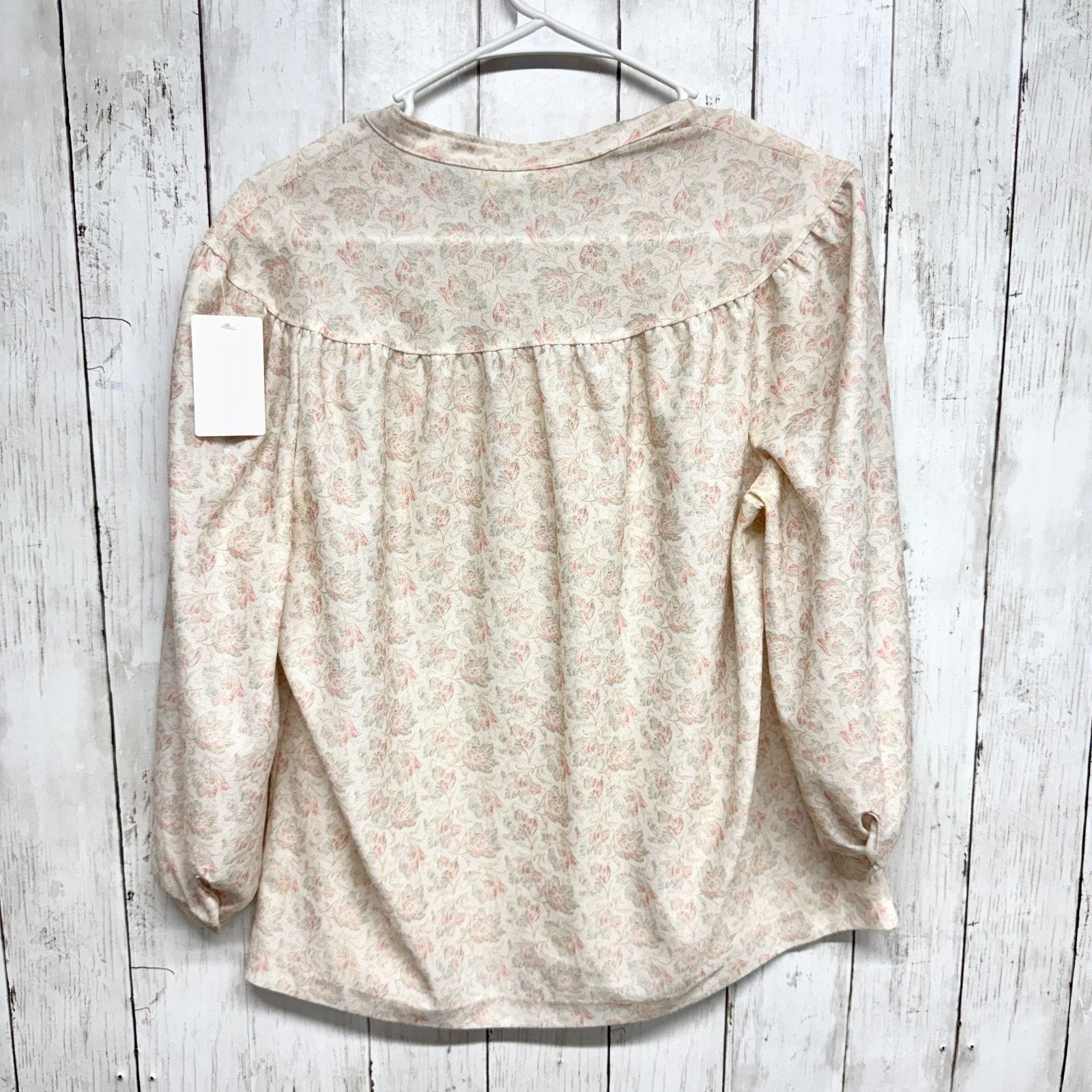 Other Devon Blouse Sz Medium Cream Vtg Floral Smocked Long Sleeve Size M / US 6-8 / IT 42-44 - 2 Thumbnail