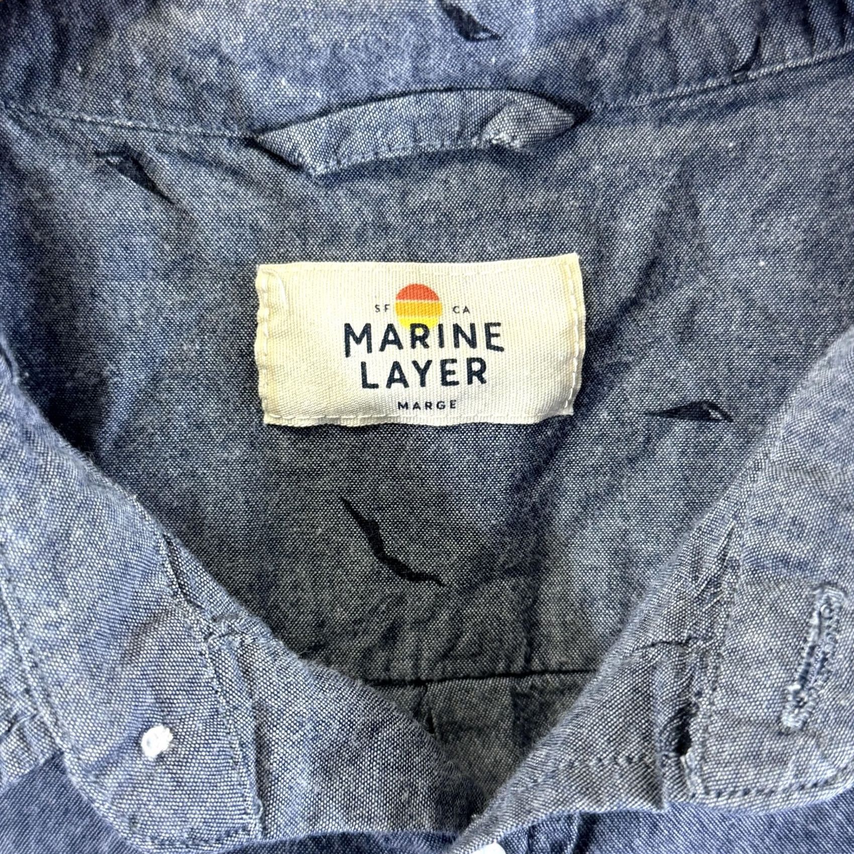 Marine Layer Marine Layer Shirt Mens M Blue Short Sleeve Button-Up Pocket Casual Birds Size US M / EU 48-50 / 2 - 3 Thumbnail